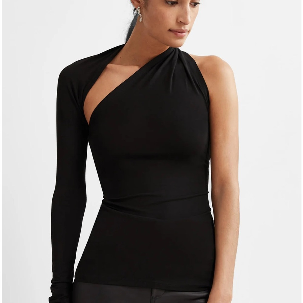 Marcella NYC Black One-Shoulder Blouse